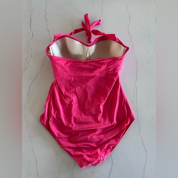 EUC Merona Swim Suit One-Piece, Halter Neck, Faux Wrap with Underwire - Picture 3 of 8